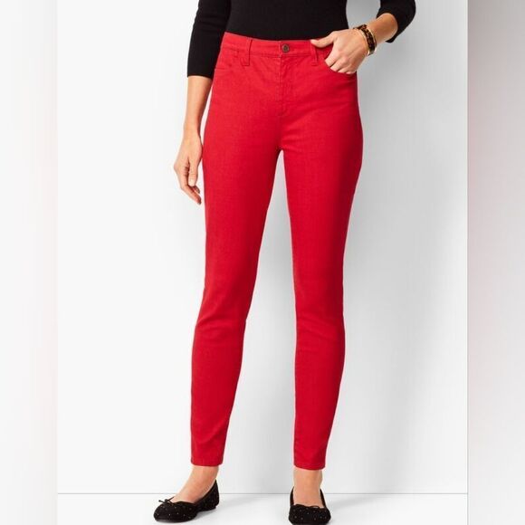 Talbots DENIM slim stretchy jeans, JEGGING - CLASSIC RED size 2 - Picture 2 of 8